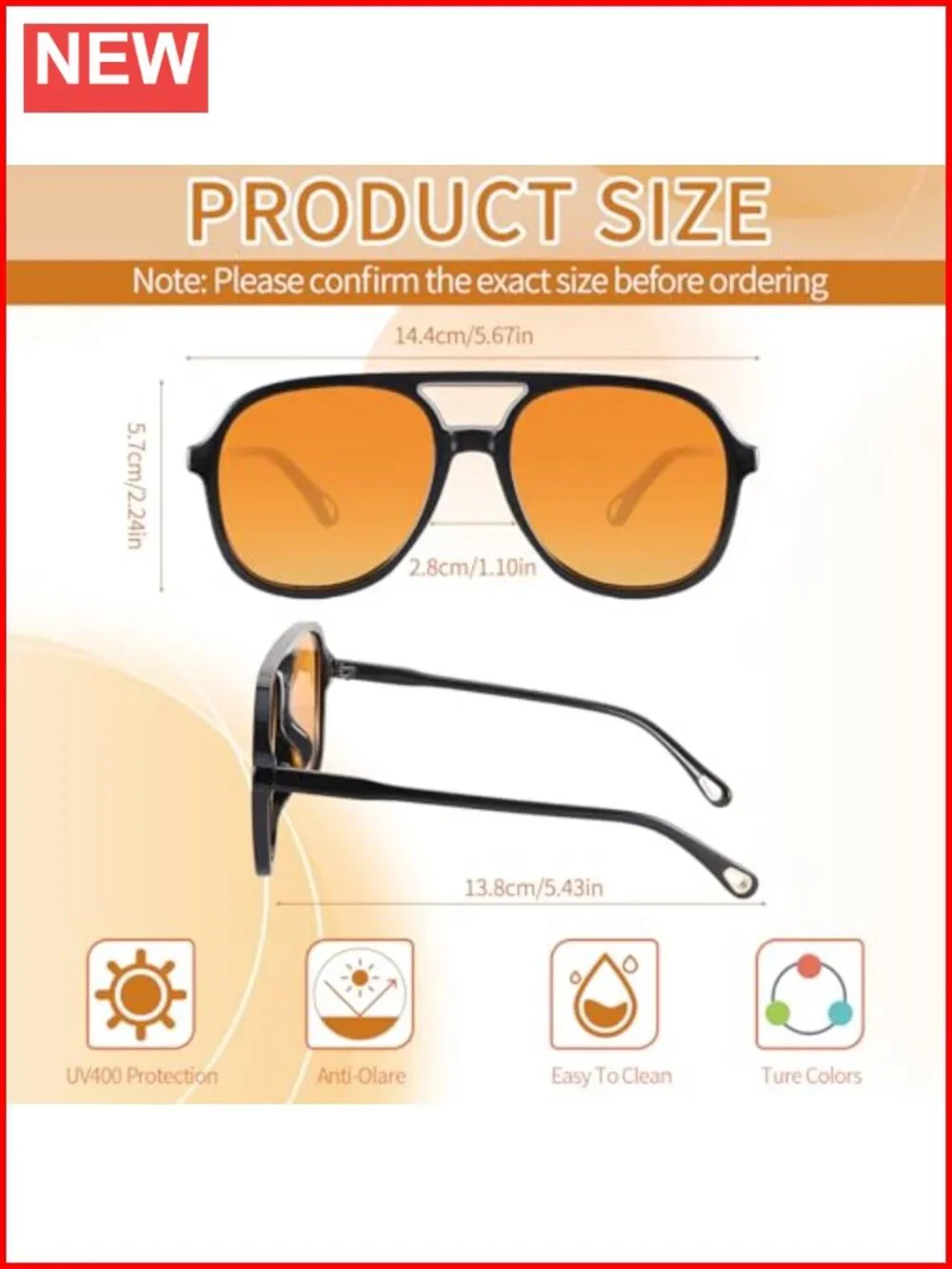 4 Pack Retro Polarized Aviator Sunglasses Oversized Square UV Protection Unisex